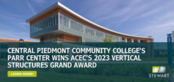 Central Piedmont Community College’s Parr Center Wins ACEC’s 2023 Vertical Structures Grand Award